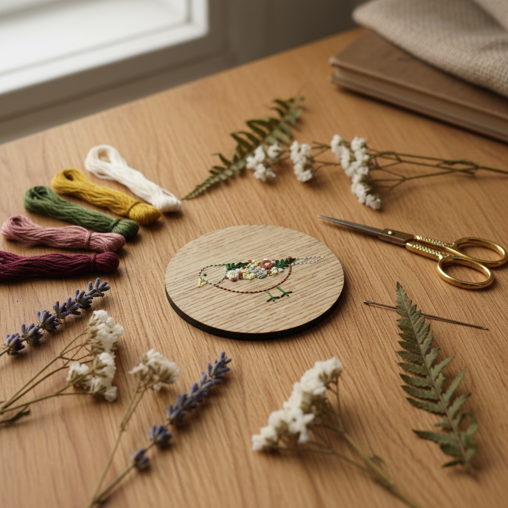 Wood Embroidery Kit - Flat Lay
