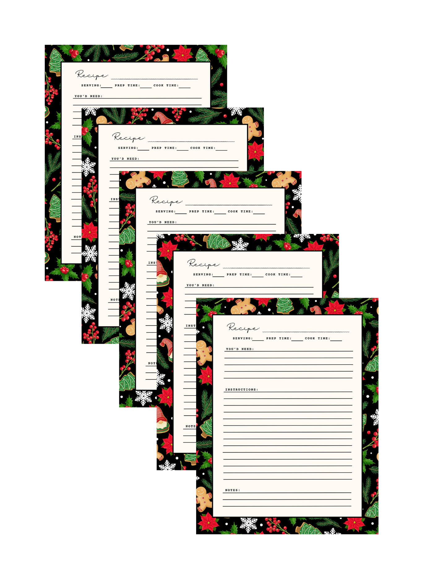 Sweet Sugar Dream Reprintable Recipe Cards