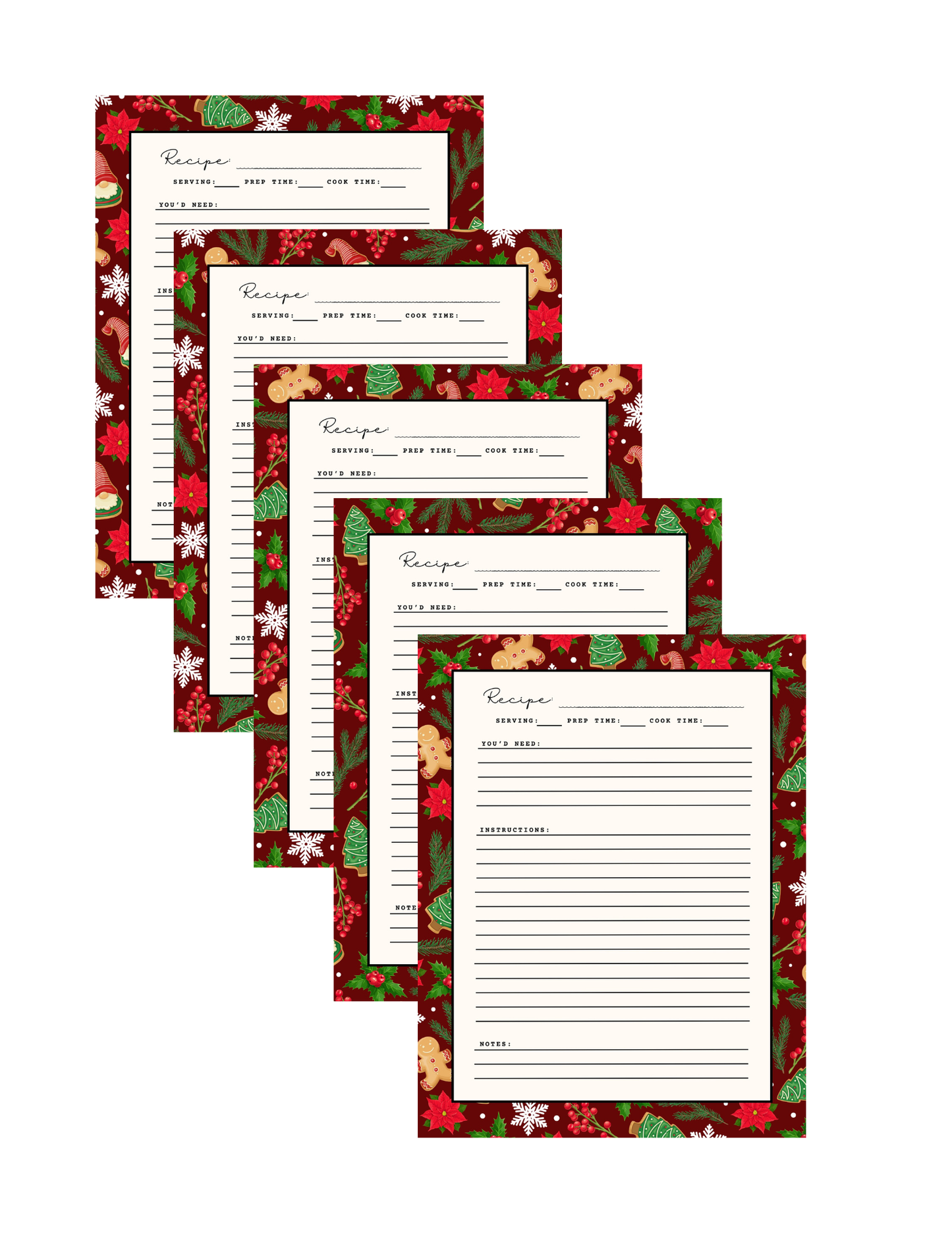Sweet Sugar Dream Reprintable Recipe Cards