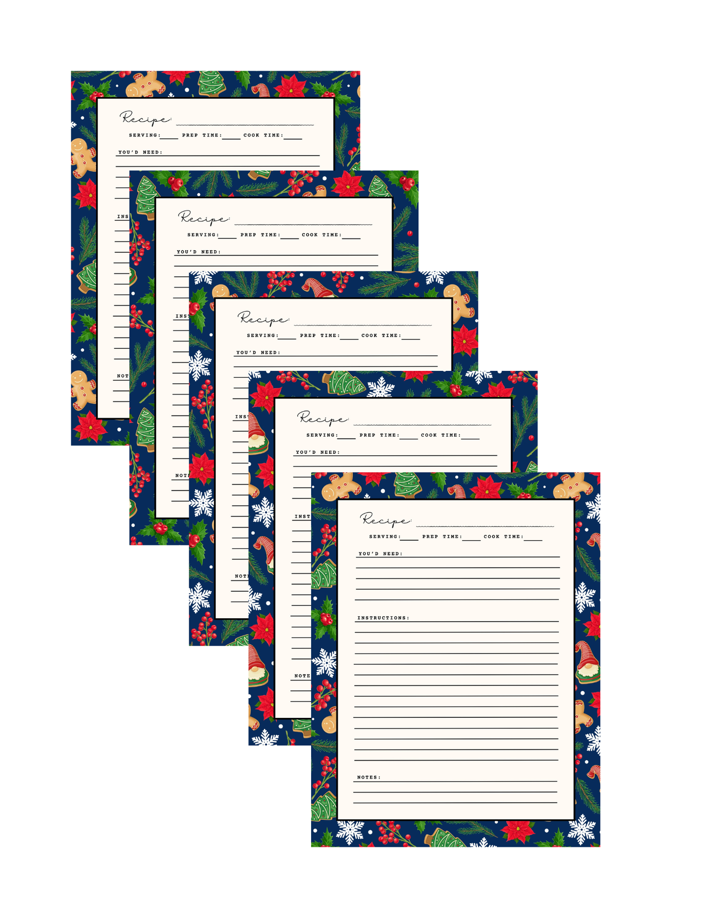 Sweet Sugar Dream Reprintable Recipe Cards