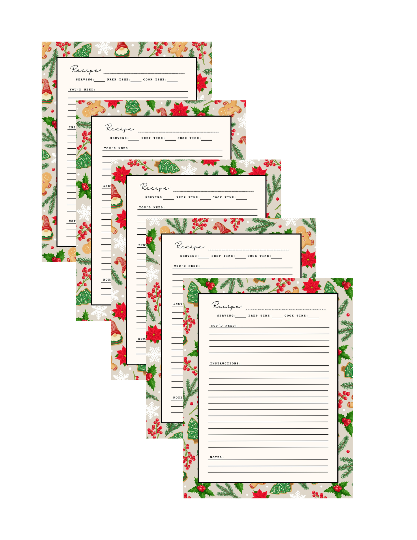Sweet Sugar Dream Reprintable Recipe Cards