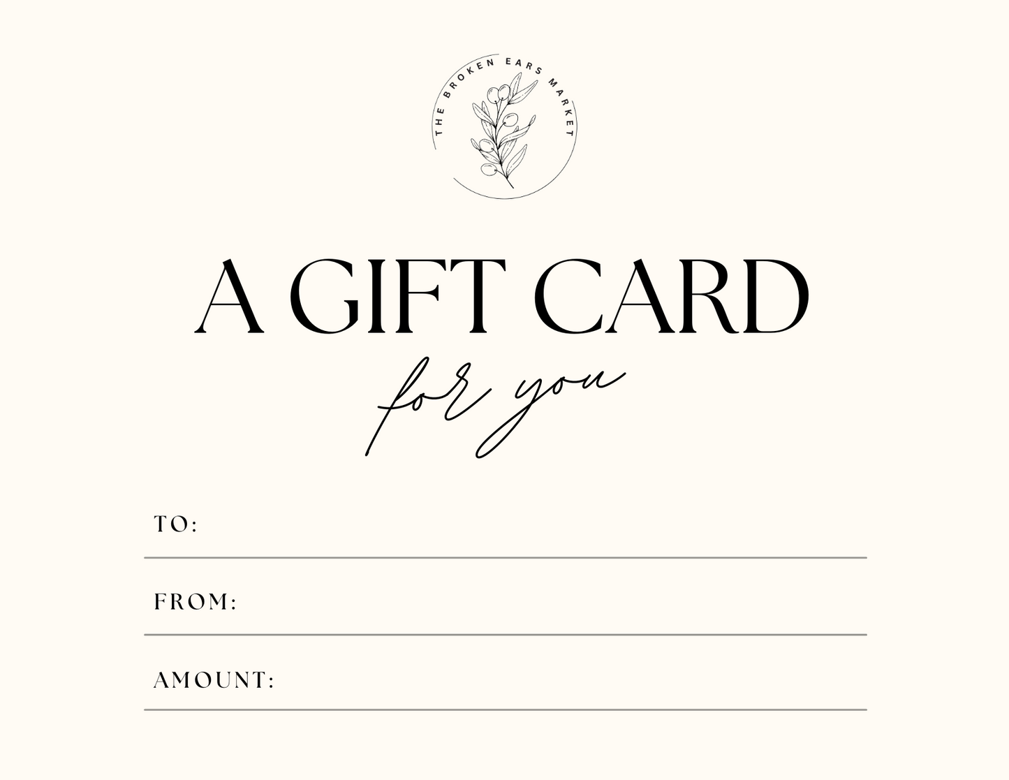 The Broken Ears Market Gift Card