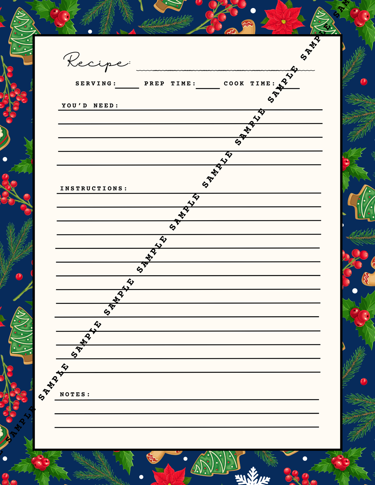 Sweet Sugar Dream Reprintable Recipe Cards