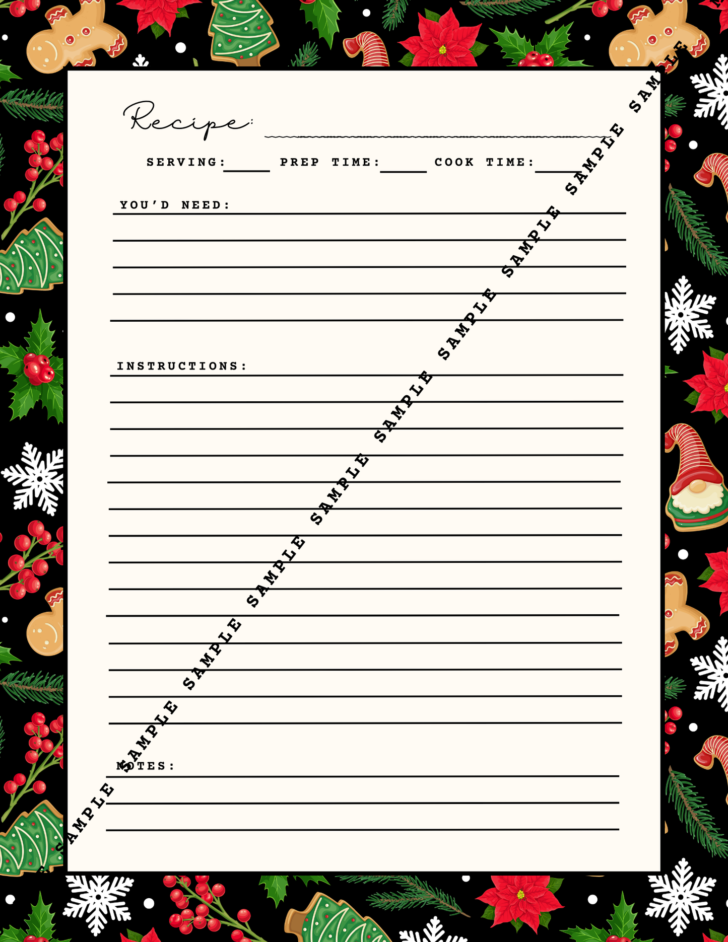 Sweet Sugar Dream Reprintable Recipe Cards