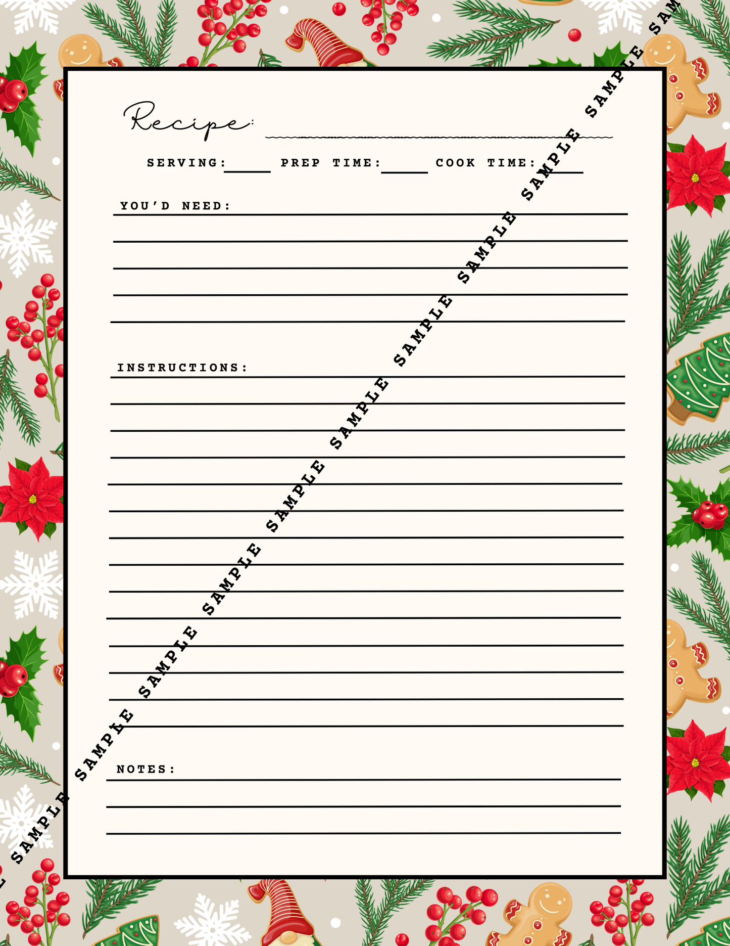 Sweet Sugar Dream Reprintable Recipe Cards