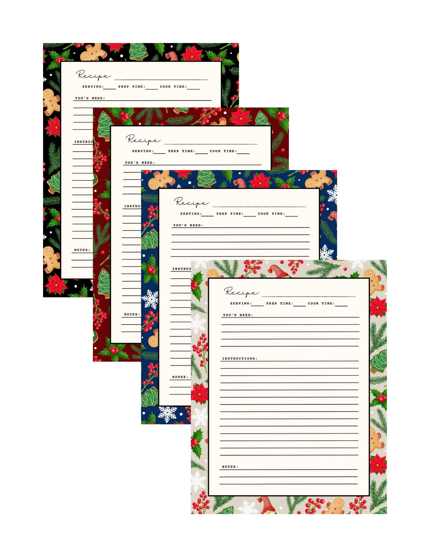 Sweet Sugar Dream Reprintable Recipe Cards