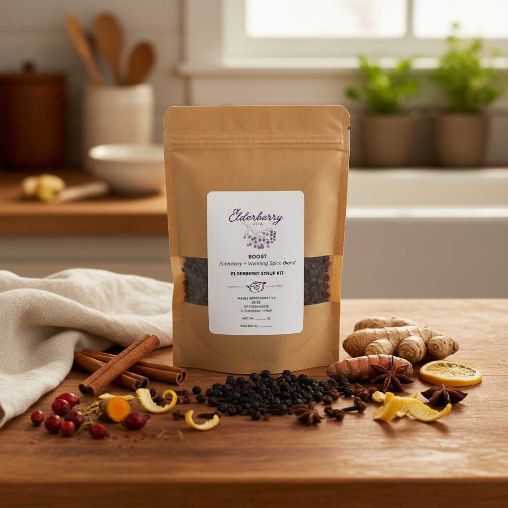 Elderberry Vita Boost - Kitchen with Ingredients