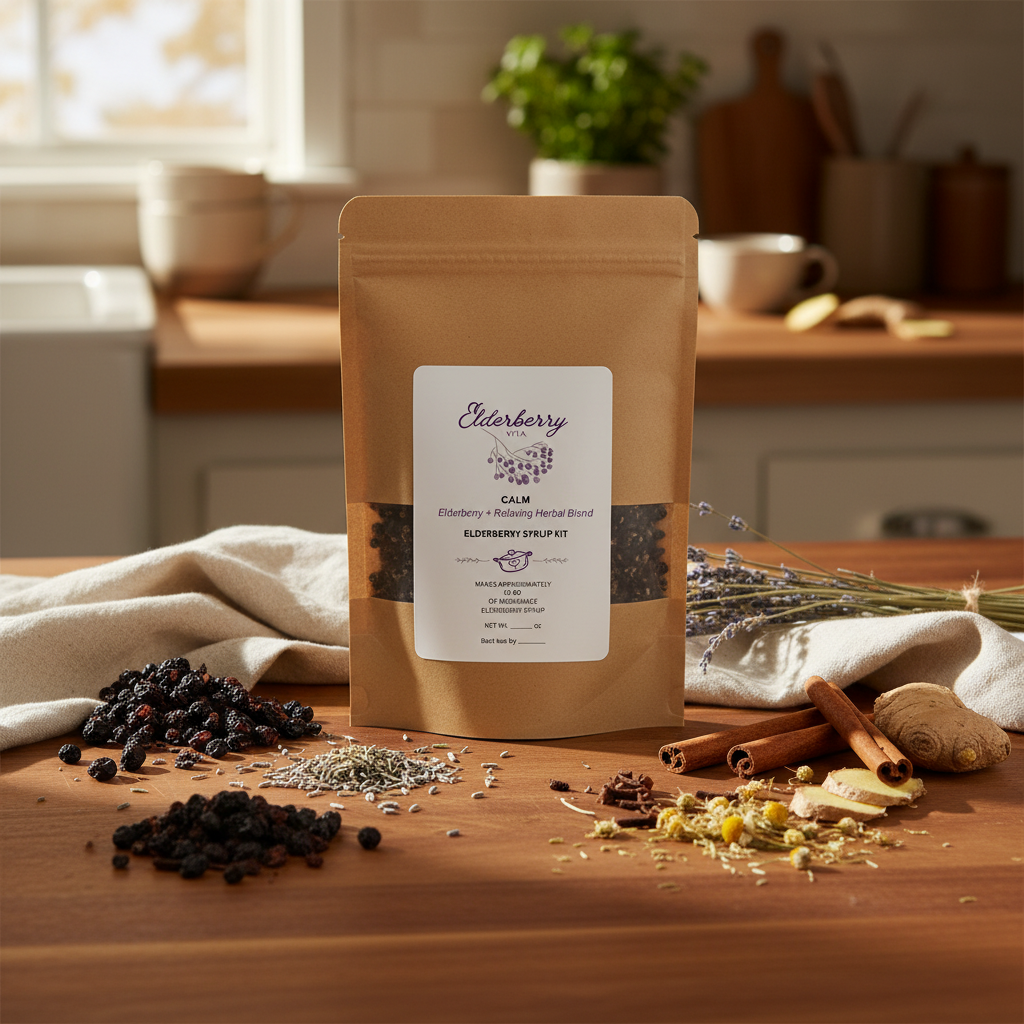 Elderberry Vita Calm - Kitchen with Ingredients